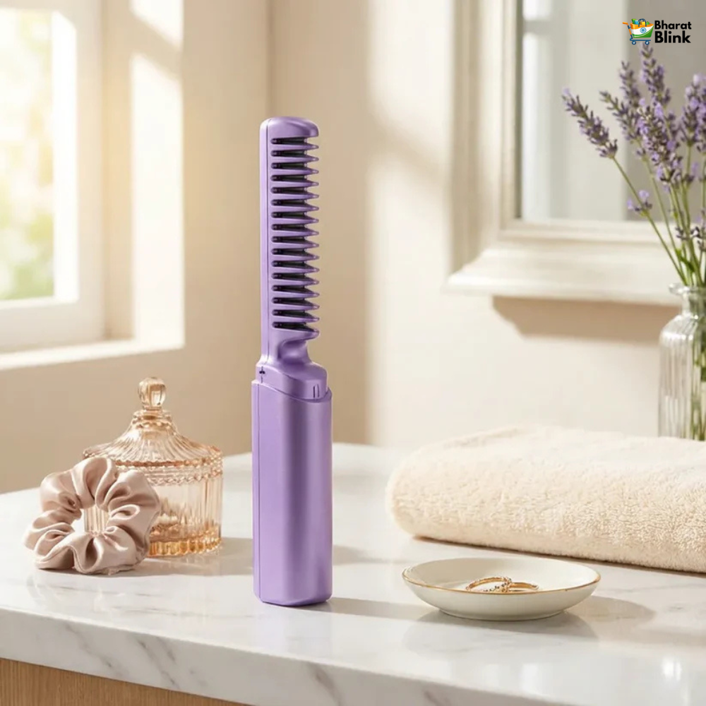 Meneflix Cordless Mini Hair Straightener – Portable Rechargeable Hot Comb