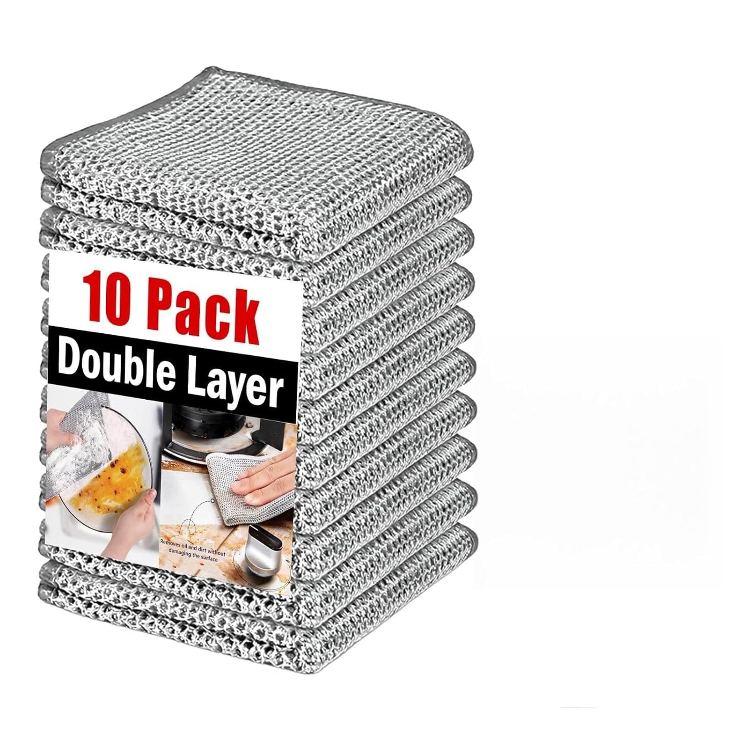 Multipurpose Wire Dishwashing Rags for Wet and Dry Pack of 10