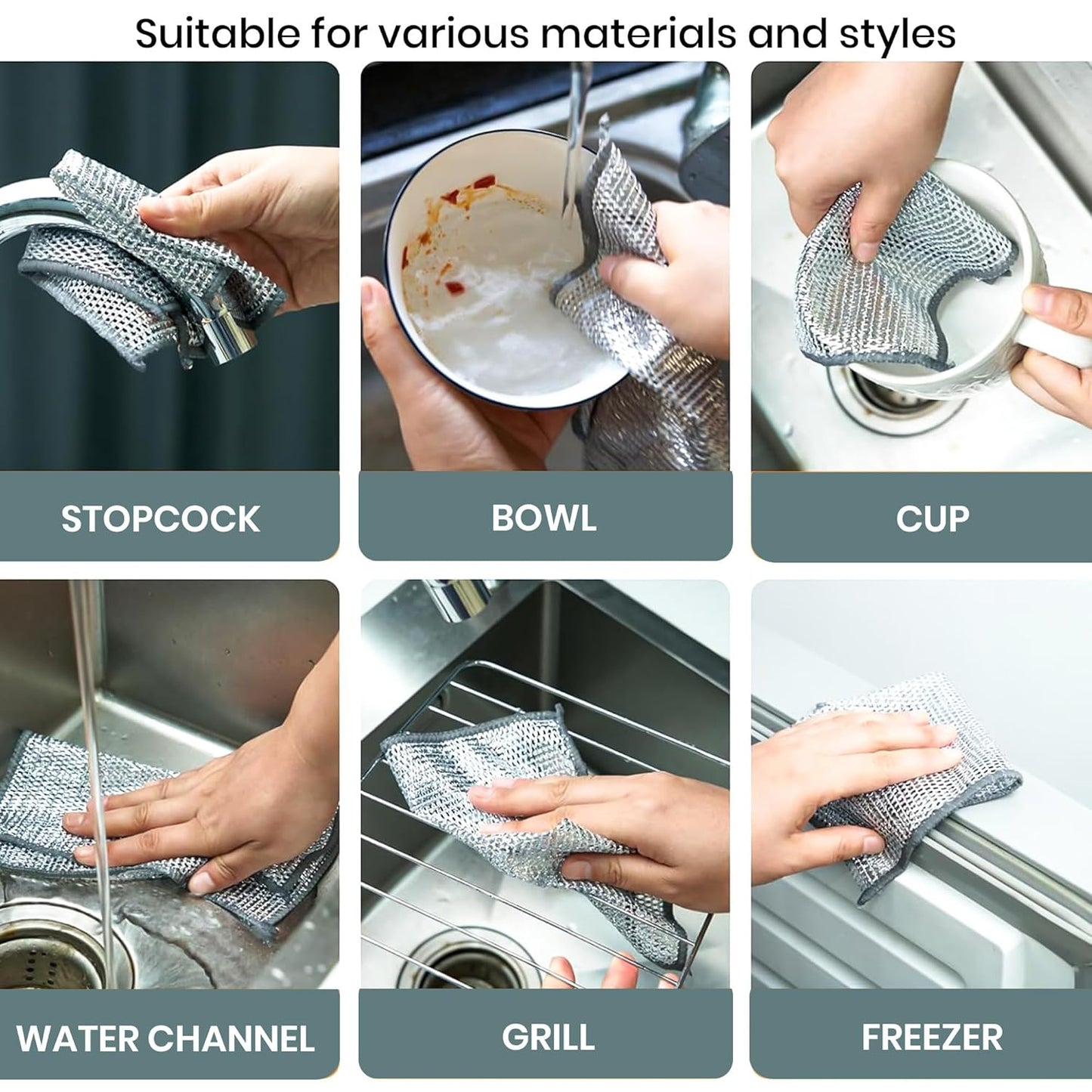 Multipurpose Wire Dishwashing Rags for Wet and Dry Pack of 10
