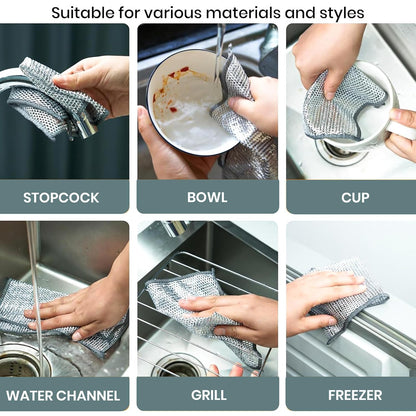 Multipurpose Wire Dishwashing Rags for Wet and Dry Pack of 10