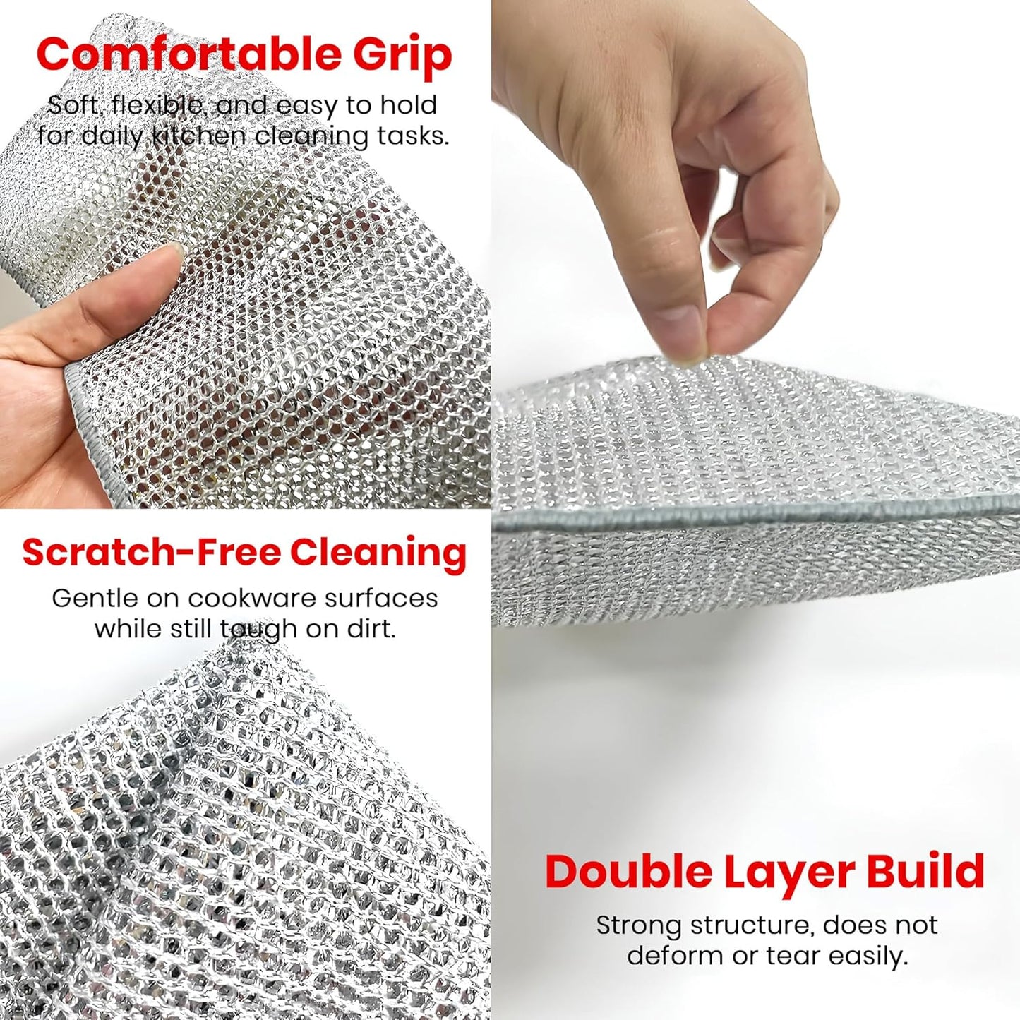 Multipurpose Wire Dishwashing Rags for Wet and Dry Pack of 10