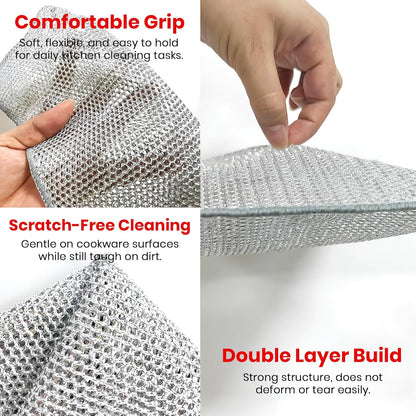 Multipurpose Wire Dishwashing Rags for Wet and Dry Pack of 10