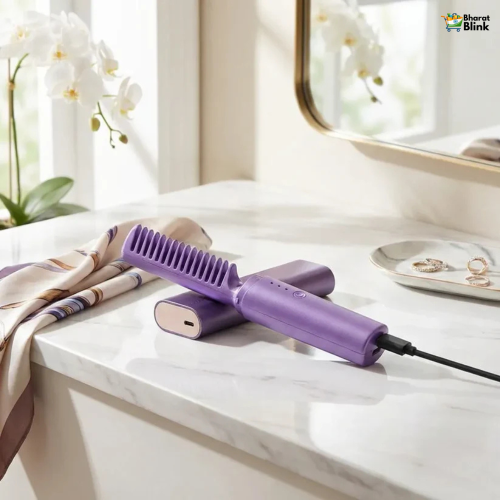 Meneflix Cordless Mini Hair Straightener – Portable Rechargeable Hot Comb