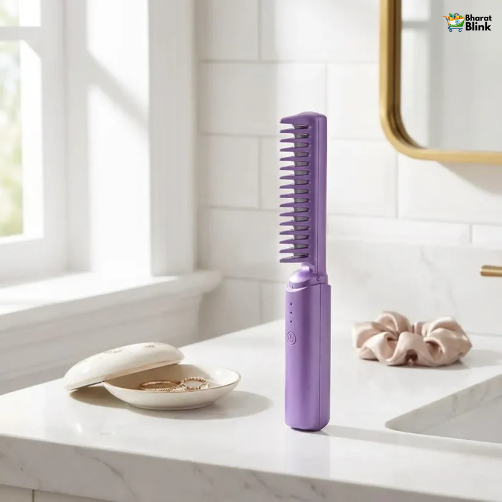 Meneflix Cordless Mini Hair Straightener – Portable Rechargeable Hot Comb