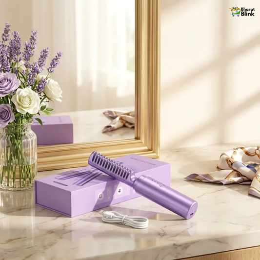 Meneflix Cordless Mini Hair Straightener – Portable Rechargeable Hot Comb