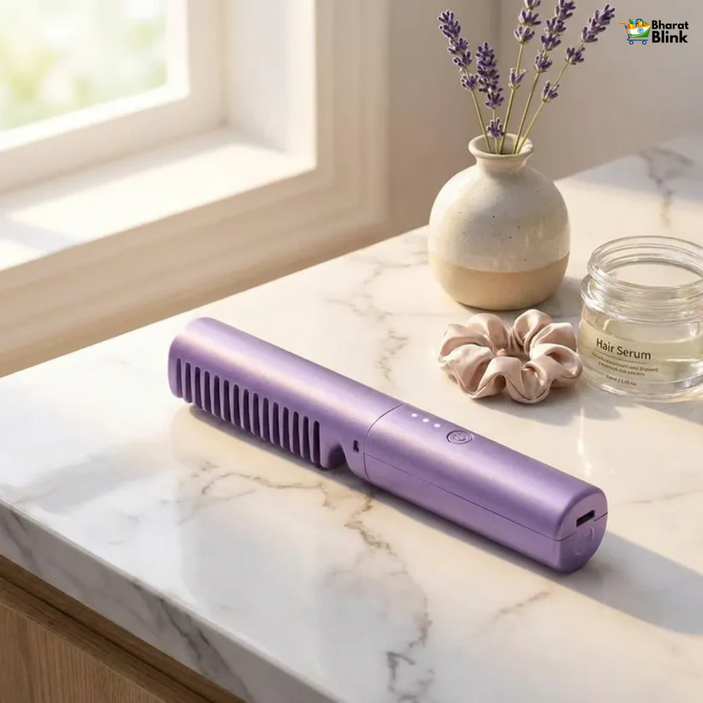 Meneflix Cordless Mini Hair Straightener – Portable Rechargeable Hot Comb
