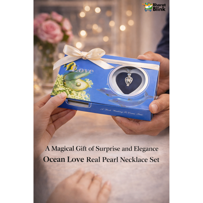Freshwater Shell Canned Oyster Ocean Love Real Pearl Necklace Set
